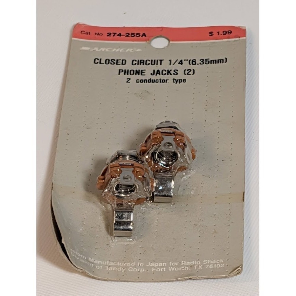 Archer‎ 1/4" Phone Jacks (2) 1/4 Inch Silver Closed Circuit 2-Conductor 274-255A